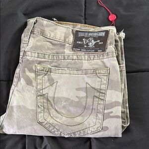 True Religion Men's Tan Camouflage Jeans